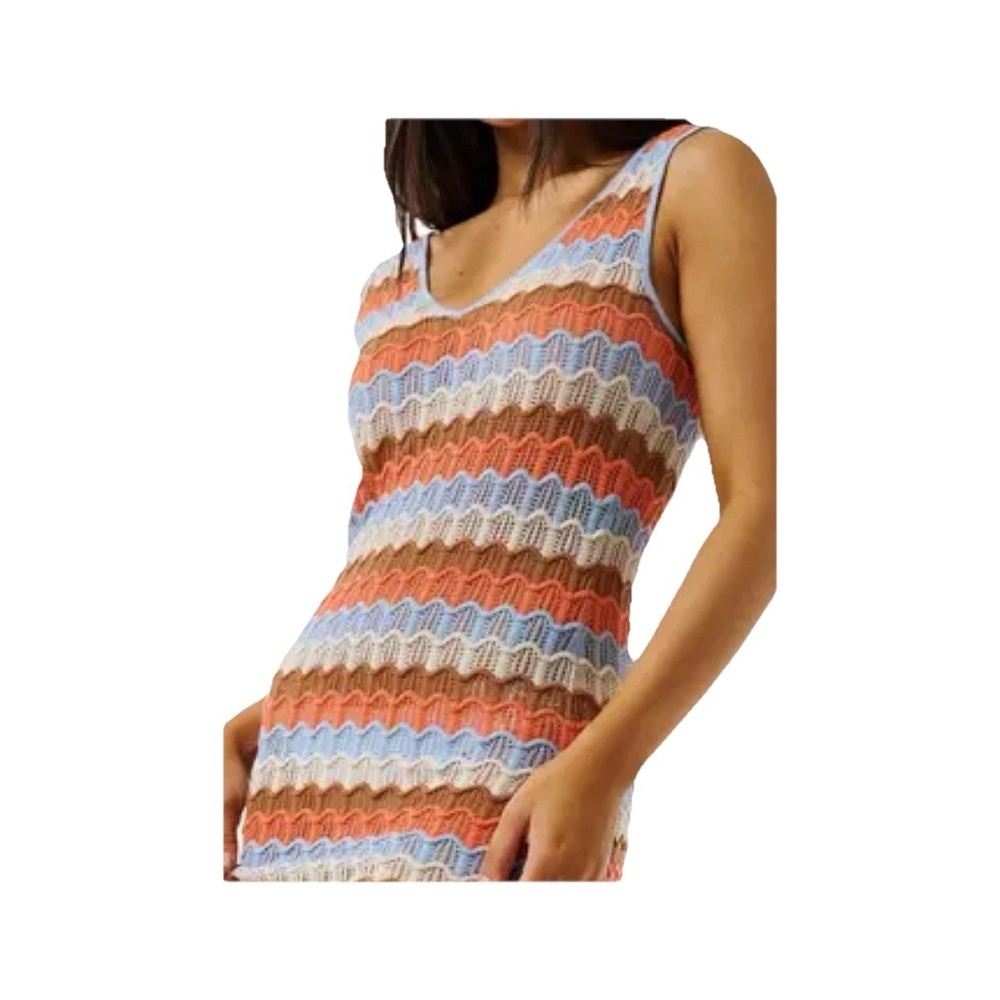 Rip Curl‎ Women's Santorini Sun Crochet Maxi Dress Blue/Brown/Red/Gray Sz Large